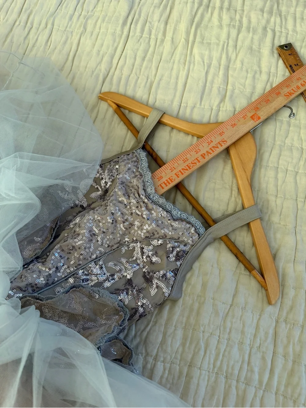 Weissman Dusty Blush Ballet Tutu with Silver Sequin Embroidery